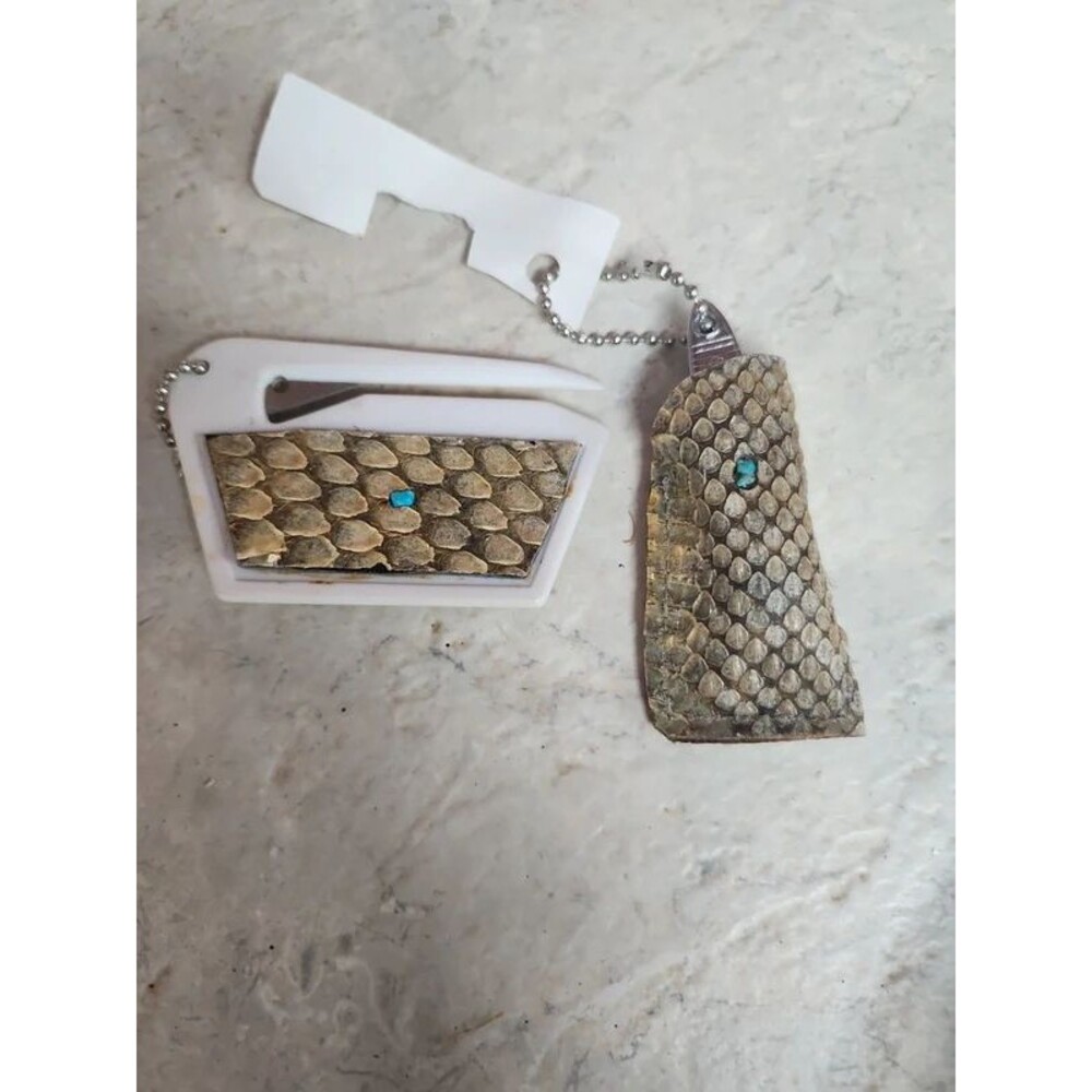 Letter opener and clippers in a case turquoise stone accent